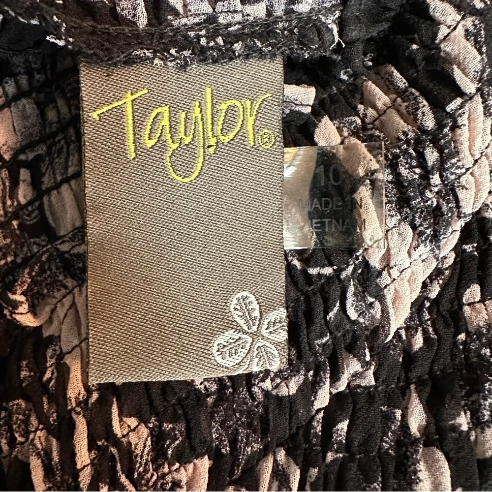 Taylor Black Midi Dress with Cream Floral Print, 10